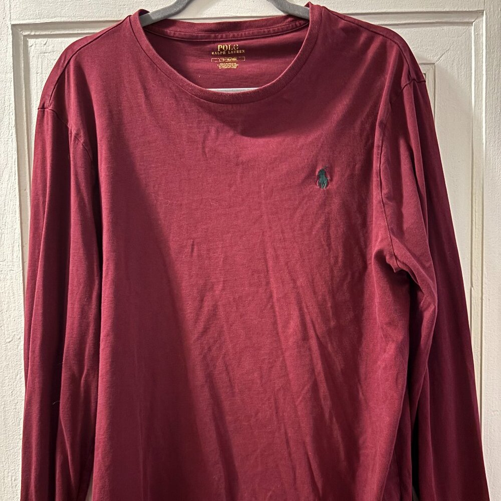 Ralph Lauren Men's Burgundy Long Sleeve Tee, Large